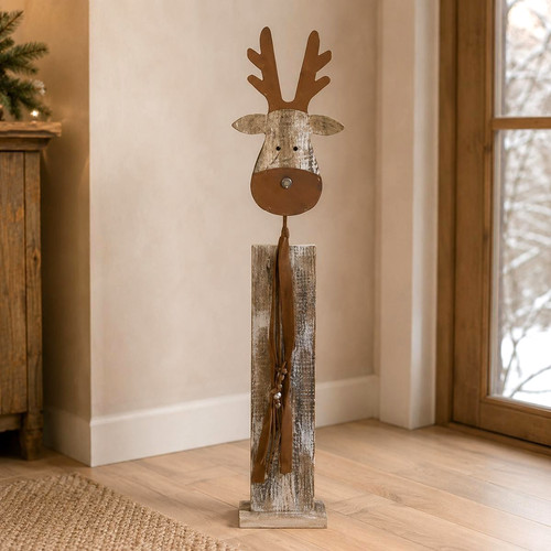 Dekosäule elch holz 103cm - dekosäule,