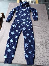Schlafoverall Mädchen Größe 140 Von Normann, Dunkelblau Mit Sternen, Warm, Gebr.