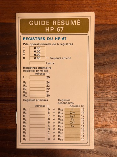 Hp 67 guide résume - hp-67,