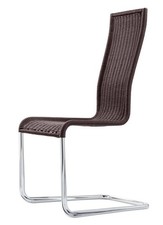 Neuwertige 4 TECTA B25 Kragstuhl Freischwinger in Chrom und Geflecht Braun