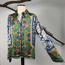 ZARA 💚 BLUSE HEMDBLUSE SEIDENTUCH OPTIK PAISLEY MUSTER SATIN S