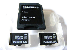 2 x 256MB MicroSD Card ,,NOKIA,, ( 2 x 256 MB Micro SD Karte ) + Adapter SAMSUNG