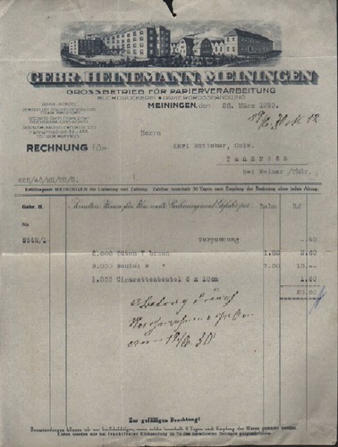 Meiningen rechnung 1930 - meiningen,,
