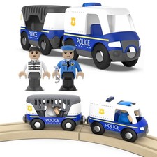 Holzeisenbahn Zug Polizeiauto