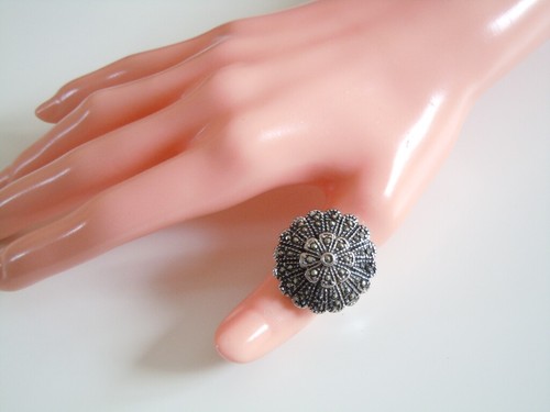 Edelstahl ring mit markasiten - edelstahl,