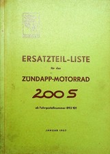 Zündapp 200 S (1957) Ersatzteil Liste