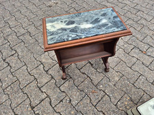 Beistelltisch Servierwagen Zeitungsständer  70er Jahre Buche Marmorplatte top