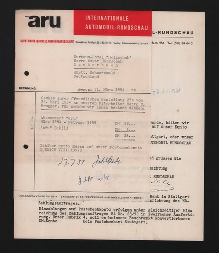 Zürich rechnung 1954 aru - zÜrich,,
