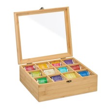 Teebox Tee Aufbewahrung Teebeutel Aufbewahrungsbox Teedose Teekiste 12 Fächer