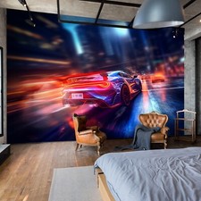 KINDERZIMMER JUNGE AUTO JUGEND GRAFFITI SPORTWAGEN Fototapete TAPETE Waschbar