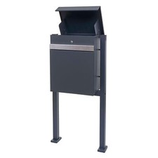 B-Ware Paketkasten mit Standfuß MCW-K41, Paketbox, verzinkt anthrazit-Edelstahl