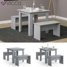 Tischgruppe Sitzgruppe Esszimmer Sentio Esstisch Sitzbank Beton 80 cm Vicco