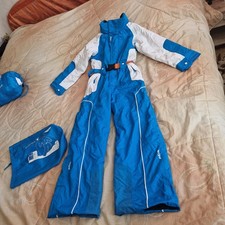 Schneeanzug, Skianzug, Wed'ze,Gr. 128, blau/weiß, Kapuze,pull'n fit,gut erhalten