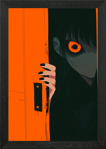 Anime girl peeking through - anime,