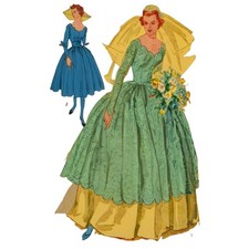 1950s Nähen Muster, Braut Abendkleid & Brautjungfer Kleid - Büste: 86.4cm (86cm)