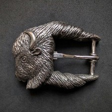 Büffel Gürtelschließe Kokopelli Designs by V.M. Sterling Silber 925 vintage 1994