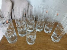 - 6 Longdrink Gläser  mit eismattierten Dekor - Ingrid Glas + 1 kleines Glas