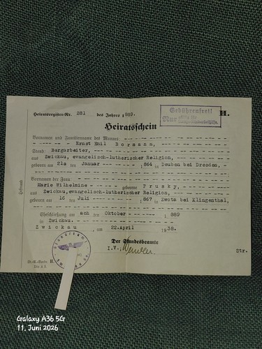 Alter heiratsschein 1889 - alter,