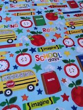 Amerikanischer Patchworkstoff - School Days - hellblau - Baumwollstoff