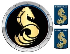 Beneteau Pferd rund Aufkleber Set