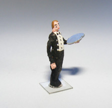 Preiser geschnitzt Holz Figur Ober mit leerem Tablett 1:87 HO H0 00 V.  Modell