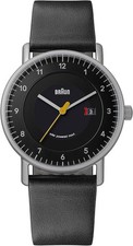 Braun Herrenuhr BN0301BKBKG Solar Quarz Datum schwarzes Lederarmband Uhr