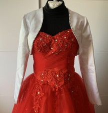 Jacke Bolero für Hochzeit Party Brautjäckchen Langarm Gr. 34 Creme