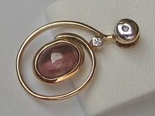 Brillant Anhänger in aus 375 9kt Gold mit Skapolith Katzenauge Diamant♦️ 8073 ♦️