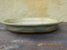 Bonsai grosse Axel Brockmann Schale  42 x 31 x 6,5cm  wie neu grün blau glasiert