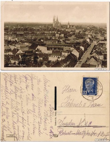 Ansichtskarte köthen panorama - köthen,