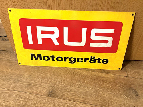 Irus motorgeräte werbeschild - irus,