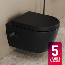 Dusch-WC spülrandlos mit Bidetfunktion schwarz matt Taharet & Mischer + WC-Sitz
