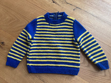 Pullover Strick blau gelb