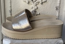 Damen Plateau Strand Sandalen Badeschuhe Badelatschen mit Gold-Glitzer in Gr. 37