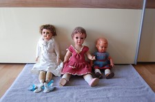 Konvolut 3 alte Puppen Wernicke 138/50 Storch 38 Brustblattkopfpuppe bis 55cm