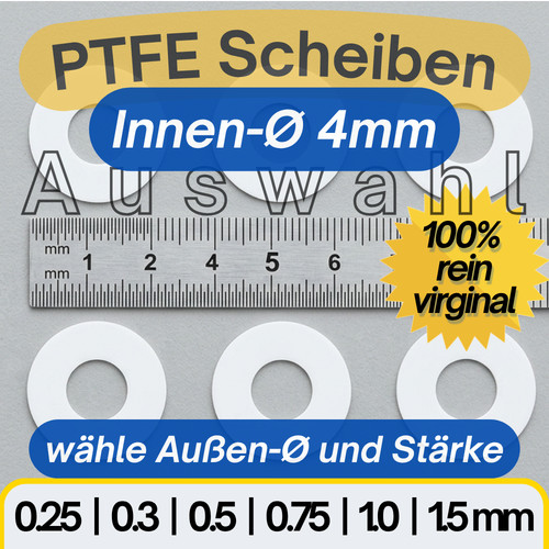 Ptfe scheiben 4mm ad - m4,