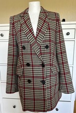 Hallhuber Mantel Long Blazer Longblazer schwarz beige rot  Gr. 38 gefüttert