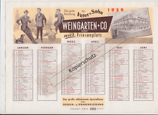 Wandkalender 1959 Weingarten + Co Köln Friesenplatz Kleidung für Vater und Sohn