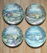 4 Luisenburg Porzellan Sammelteller "Vier Jahreszeiten" Design Himmel. Ø ca. 26.