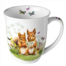 Tasse Kleine Eichhörnchen Teetasse Kaffeetasse Blumen Schmetterlinge Landhaus