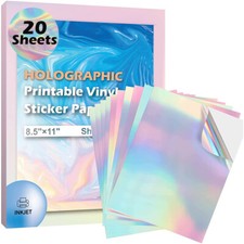 Folie 20x DIN A4 Selbstklebend Vinylfolie Aufkleber Inkjet-Drucker Holographisch