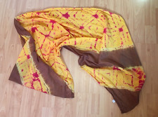 langer feiner Damenschal   Baumwollschal orange gelb rot m Batik Halstuch fein