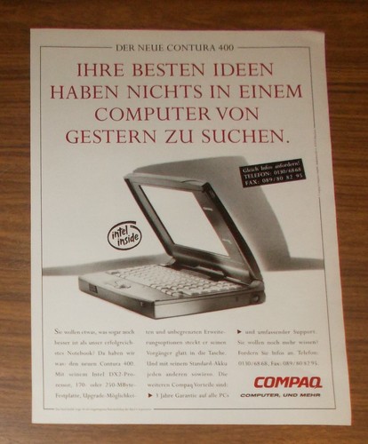 Seltene werbung compaq - compaq, contura