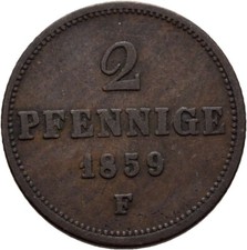 Sachsen Dresden 2 Pfennig 1859