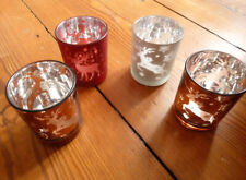 Glas Votivkerzenhalter Windlicht Teelichthalter Kupfer Silber Rot Hirsch Rentier