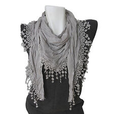 Dreieckstuch Stola Fransen Spitze  Transparente Glitzer Frühling Sommer Herbster