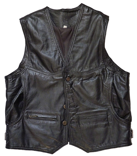 Herren biker leder weste - leder-weste, gr.