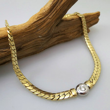 Wert 2990,- Gold Collier 585 / 14 KT Weiß-, Gelbgold Kette Solitär ein Brillant