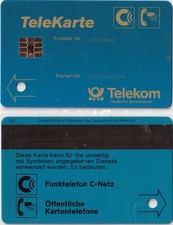 Germany C-Netz Telekom TeleKarte blau - Chip/Magnet/gelbe  Schrift/Loch USED