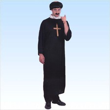 Kostüm Priester Gr. L + Kreuz Pfarrerkostüm Pfarrer Priesterkostüm Talar Pabst